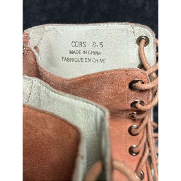 Jeffrey Campbell X Free People Women 8.5 Sandal Pink Leather Block Heel Lace Up - Picture 7 of 7